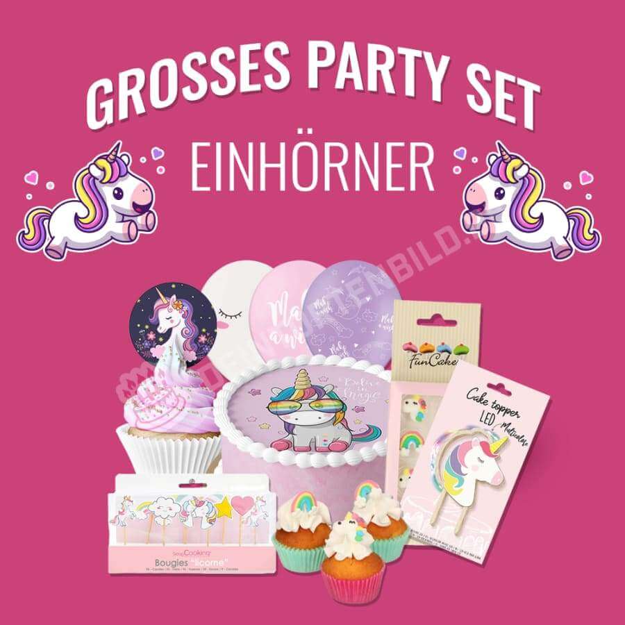 Großes Party Set - EINHÖRNER - GROßES EINHORN PARTY SET MIT 6 ARTIKELN
Mit unserem großen Party Set erhalten Sie sechs Artikel für eine ganz besondere Themen Veranstaltung!
In unserem großen Einh - Party Sets - DeintortenbildGroßes Party Set - EINHÖRNER