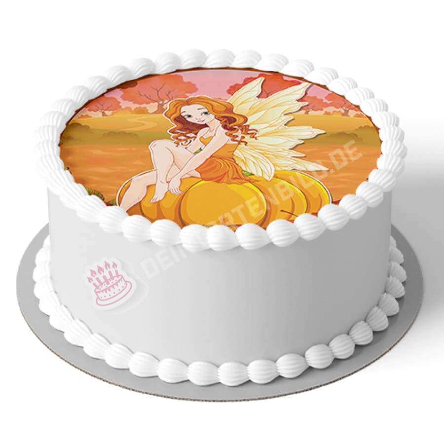 Motiv: Herbst Fee auf Kürbis - Hochwertige und individuelle Tortenaufleger für jeden Anlass
Tortenaufleger Herbst Fee auf Kürbis in 20cm Kreis
Ein herbstlicher Aufleger mit einer Fee auf einem Kü - Tortenbild - DeintortenbildHerbst Fee auf