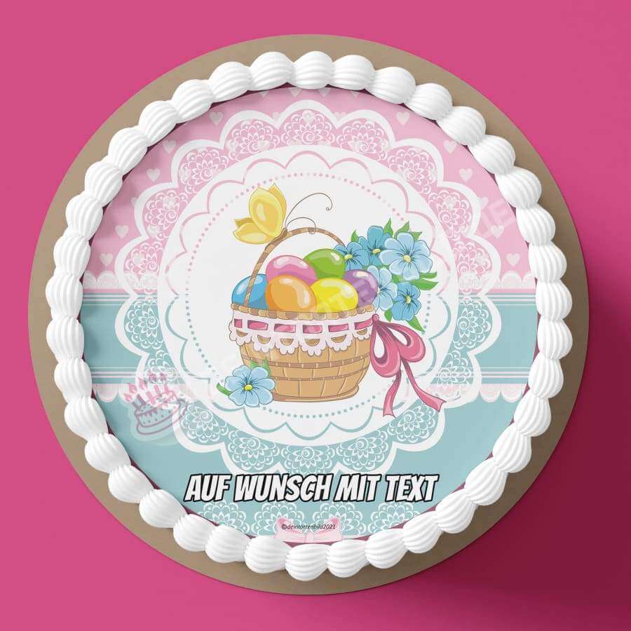 Motiv: Ostern - Bunter Osterkorb - Hochwertige und individuelle Tortenaufleger für jeden Anlass
Tortenaufleger Ostern - Bunter Osterkorb 20cm Kreis
Unsere Tortenaufleger sind ein ideales Geschenk für - Tortenbild - DeintortenbildOstern - Bunter Osterkorb