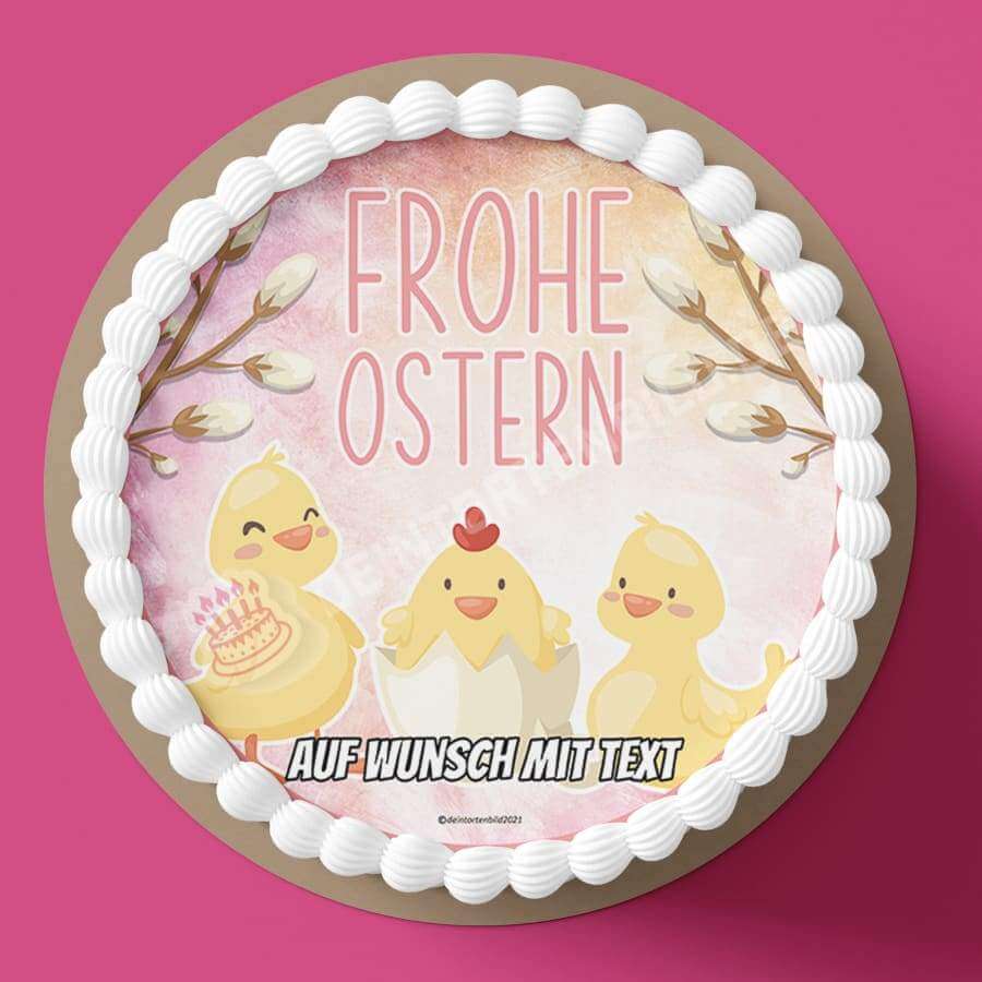 Motiv: Frohe Ostern - Kücken - Hochwertige und individuelle Tortenaufleger für jeden Anlass
Tortenaufleger Frohe Ostern - Kücken 20cm Kreis
Unsere Tortenaufleger sind ein ideales Geschenk für bes - Tortenbild - DeintortenbildFrohe Ostern -