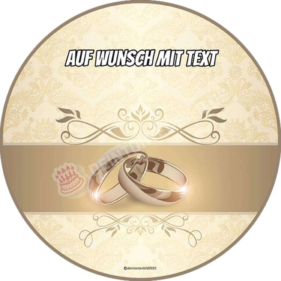 Motiv: Hochzeit - Goldene Eheringe - Hochwertige und individuelle Tortenaufleger für jeden Anlass
Tortenaufleger Hochzeit - Goldene Eheringe in 20x20cm Kreis
Unsere Tortenaufleger sind ein ideales Gesch - Tortenbild - DeintortenbildHochzeit - Goldene Eheringe
