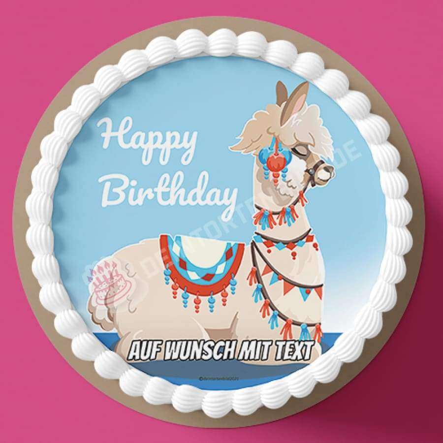 Motiv: Happy Birthday Lama Blau - Hochwertige und individuelle Tortenaufleger für jeden Anlass
Tortenaufleger Happy Birthday Lama Blau in 20cm Kreis
Unsere Tortenaufleger sind ein ideales Geschenk f - Tortenbild - DeintortenbildHappy Birthday Lama Blau
