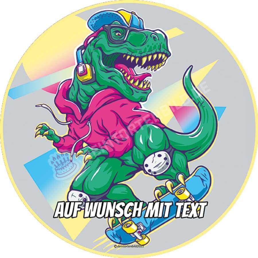 Motiv: Dino auf Skateboard 90er Stil - Hochwertige und individuelle Tortenaufleger für jeden Anlass
Tortenaufleger Dino auf Skateboard 90er Stil in 20cm Kreis
Unsere Tortenaufleger sind ein ideales Gesch - Tortenbild - DeintortenbildDino auf Skateboard 90er Stil