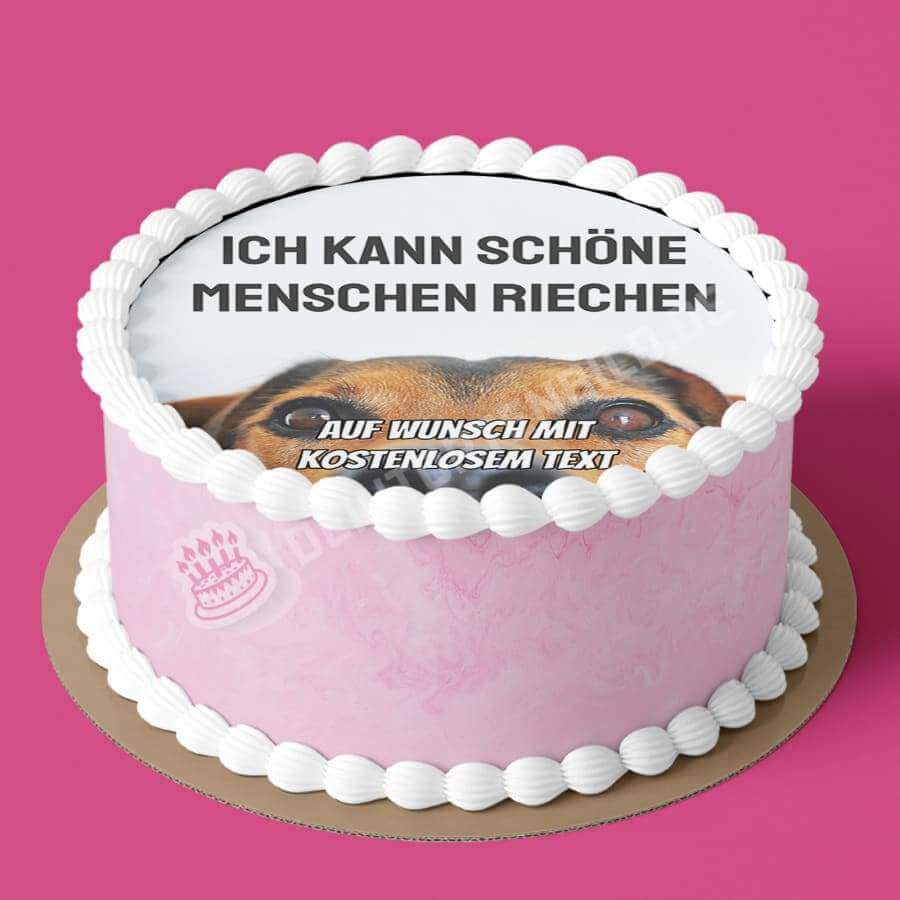 Motiv: Hundekopf mit Spruch - Hochwertige und individuelle Tortenaufleger für jeden Anlass
Tortenaufleger Hundekopf mit Spruch 20cm Kreis
Unsere Tortenaufleger sind ein ideales Geschenk für beso - Tortenbild - DeintortenbildHundekopf mit Spruch