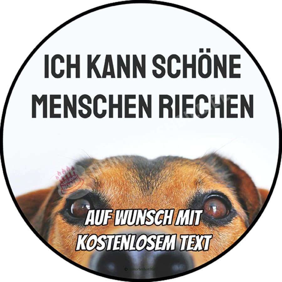 Motiv: Hundekopf mit Spruch - Hochwertige und individuelle Tortenaufleger für jeden Anlass
Tortenaufleger Hundekopf mit Spruch 20cm Kreis
Unsere Tortenaufleger sind ein ideales Geschenk für beso - Tortenbild - DeintortenbildHundekopf mit Spruch