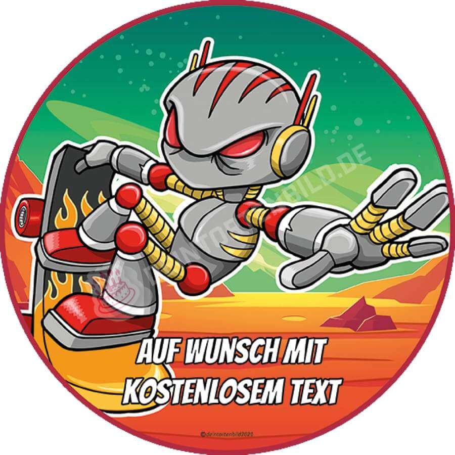 Motiv: Roboter auf Skateboard - Hochwertige und individuelle Tortenaufleger für jeden Anlass
Tortenaufleger Roboter auf Skateboard 20cm Kreis
Unsere Tortenaufleger sind ein ideales Geschenk für be - Tortenbild - DeintortenbildRoboter auf Skateboard
