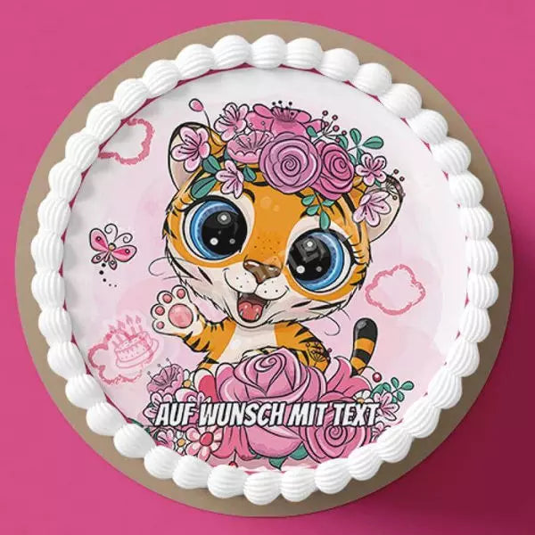 Motiv: Tigerbaby mit Blumen - Hochwertige und individuelle Tortenaufleger für jeden Anlass
Tortenaufleger Tigerbaby mit Blumen in 20cm Kreis
Unsere Tortenaufleger sind ein ideales Geschenk für b - Tortenbild - DeintortenbildTigerbaby mit Blumen