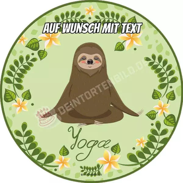 Motiv: Yoga Faultier - Hochwertige und individuelle Tortenaufleger für jeden Anlass
Tortenaufleger Yoga Faultier in 20cm Kreis
Unsere Tortenaufleger sind ein ideales Geschenk für besonder - Tortenbild - DeintortenbildYoga Faultier