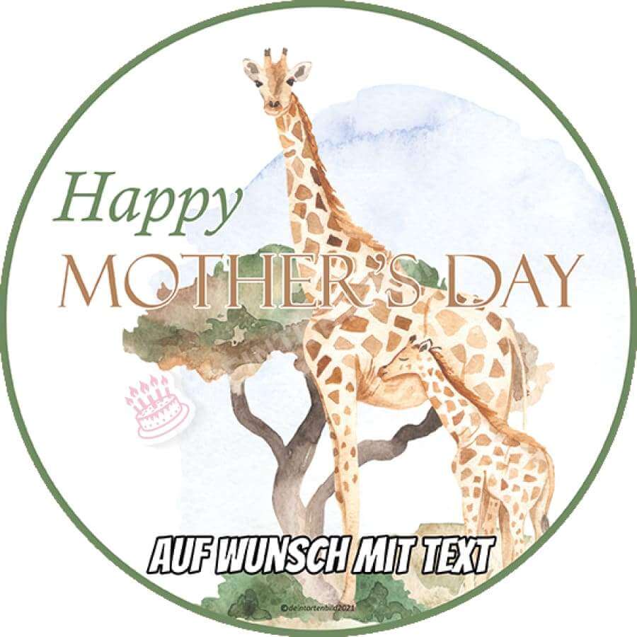 Motiv: Muttertag - Giraffen - Hochwertige und individuelle Tortenaufleger für jeden Anlass
Tortenaufleger Muttertag - Giraffen 20cm Kreis
Unsere Tortenaufleger sind ein ideales Geschenk für beso - Tortenbild - DeintortenbildMuttertag - Giraffen