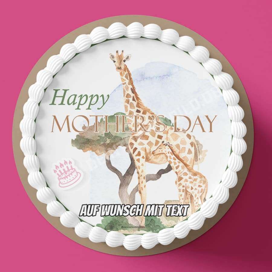 Motiv: Muttertag - Giraffen - Hochwertige und individuelle Tortenaufleger für jeden Anlass
Tortenaufleger Muttertag - Giraffen 20cm Kreis
Unsere Tortenaufleger sind ein ideales Geschenk für beso - Tortenbild - DeintortenbildMuttertag - Giraffen