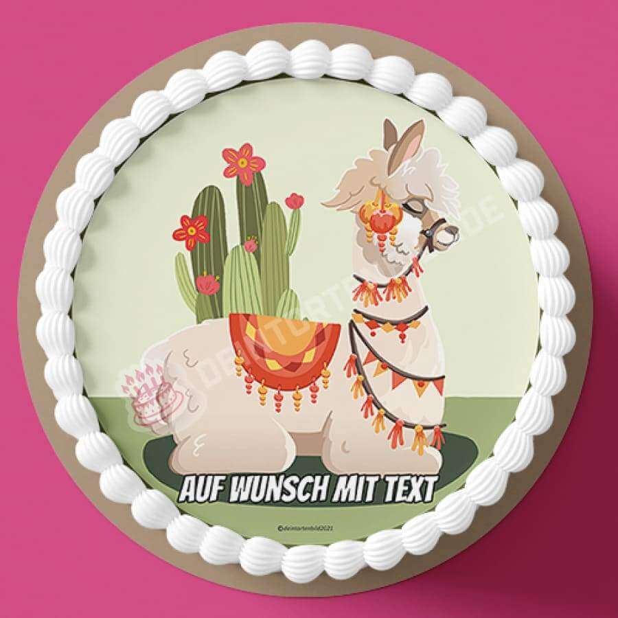 Motiv: Lama mit Kaktus - Hochwertige und individuelle Tortenaufleger für jeden Anlass
Tortenaufleger Lama mit Kaktus 20cm Kreis
Unsere Tortenaufleger sind ein ideales Geschenk für besondere - Tortenbild - DeintortenbildLama mit Kaktus