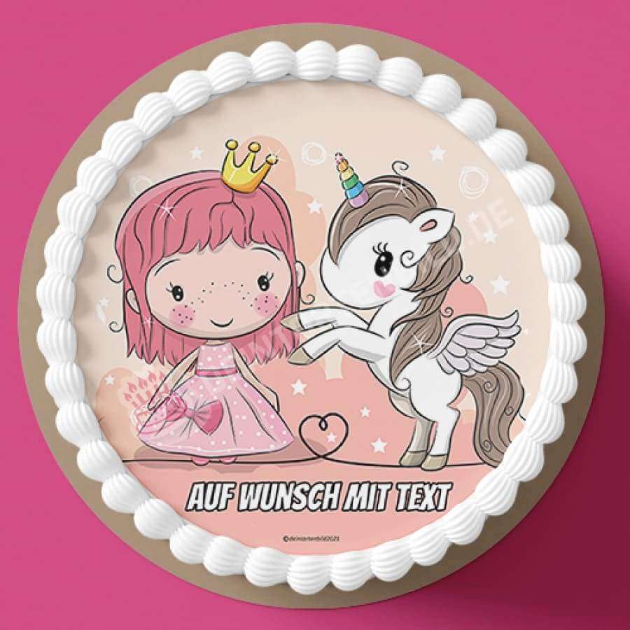 Motiv: Rosa Prinzessin mit Einhorn - Hochwertige und individuelle Tortenaufleger für jeden Anlass
Tortenaufleger Rosa Prinzessin mit Einhorn in 20cm Kreis
Unsere Tortenaufleger sind ein ideales Geschen - Tortenbild - DeintortenbildRosa Prinzessin mit Einhorn