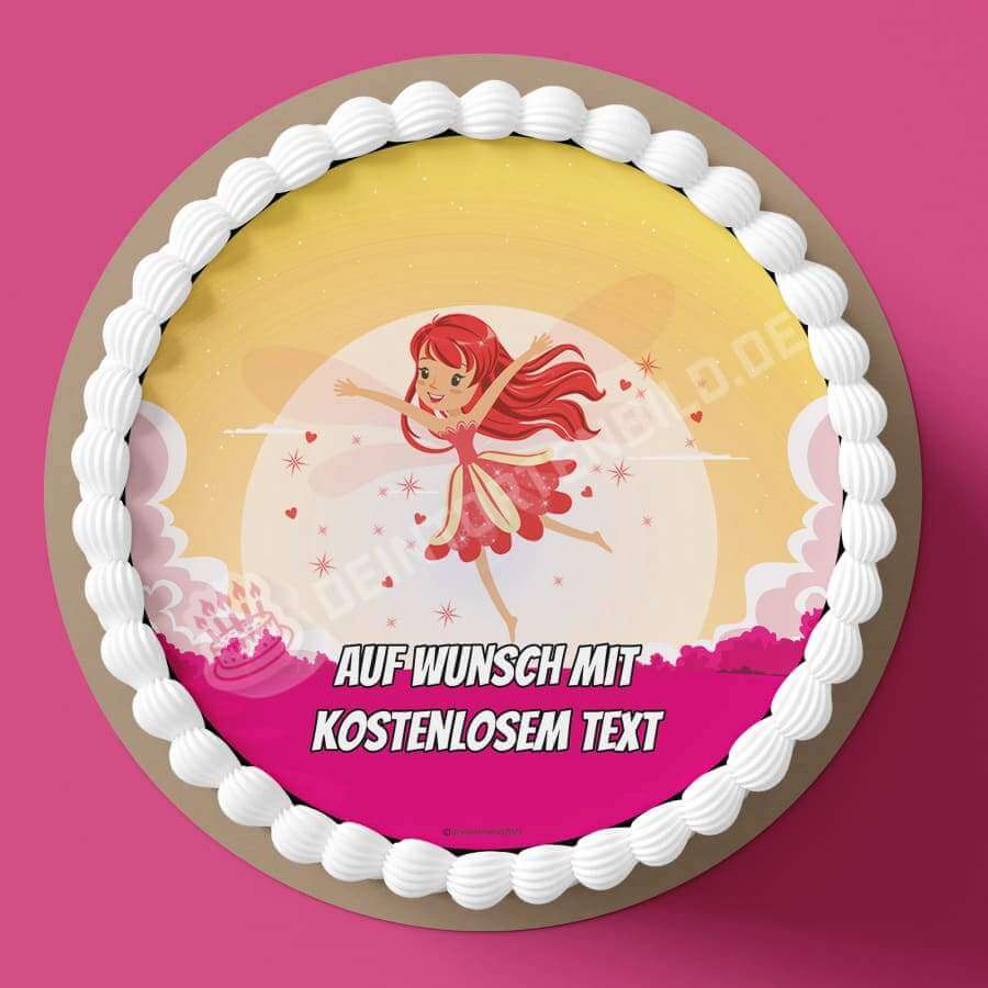 Motiv: Cartoon Fee RotHochwertige und individuelle Tortenaufleger für jeden Anlass
Tortenaufleger Cartoon Fee Rot in 20cm Kreis
Unsere Tortenaufleger sind ein ideales Geschenk für besondTortenbildDeintortenbildCartoon Fee Rot