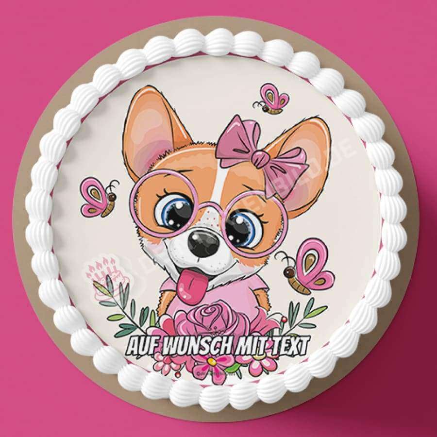 Motiv: Corgi Hund mit Schmetterlingen - Hochwertige und individuelle Tortenaufleger für jeden Anlass
Tortenaufleger Corgi Hund mit Schmetterlingen 20cm Kreis
Unsere Tortenaufleger sind ein ideales Geschen - Tortenbild - DeintortenbildCorgi Hund mit Schmetterlingen