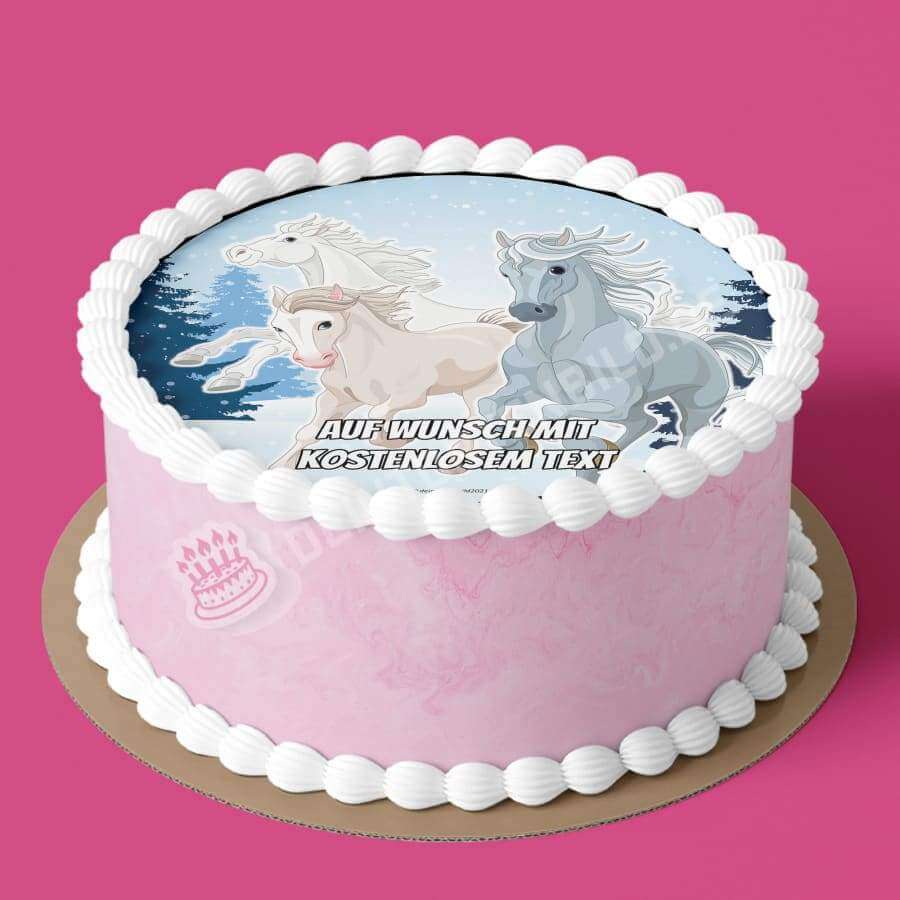 Motiv: Pferde im Schnee - Hochwertige und individuelle Tortenaufleger für jeden Anlass
Tortenaufleger Pferde im Schnee in 20cm Kreis
Unsere Tortenaufleger sind ein ideales Geschenk für beson - Tortenbild - DeintortenbildPferde im Schnee