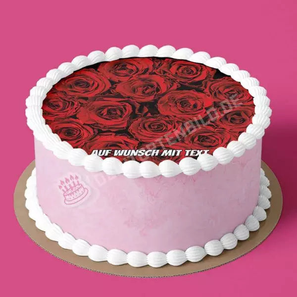 Motiv: Rote Rosen - Hochwertige und individuelle Tortenaufleger für jeden Anlass
Tortenaufleger Rote Rosen in 20cm Kreis
Unsere Tortenaufleger sind ein ideales Geschenk für besondere M - Tortenbild - DeintortenbildRote Rosen