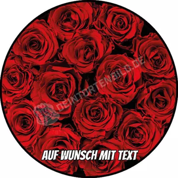 Motiv: Rote Rosen - Hochwertige und individuelle Tortenaufleger für jeden Anlass
Tortenaufleger Rote Rosen in 20cm Kreis
Unsere Tortenaufleger sind ein ideales Geschenk für besondere M - Tortenbild - DeintortenbildRote Rosen