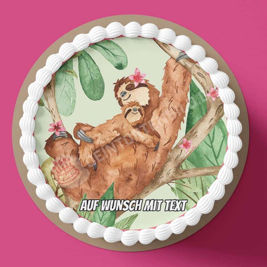 Motiv: Muttertag - Faultiere - Hochwertige und individuelle Tortenaufleger für jeden Anlass
Tortenaufleger Muttertag - Faultiere 20cm Kreis
Unsere Tortenaufleger sind ein ideales Geschenk für bes - Tortenbild - DeintortenbildMuttertag - Faultiere