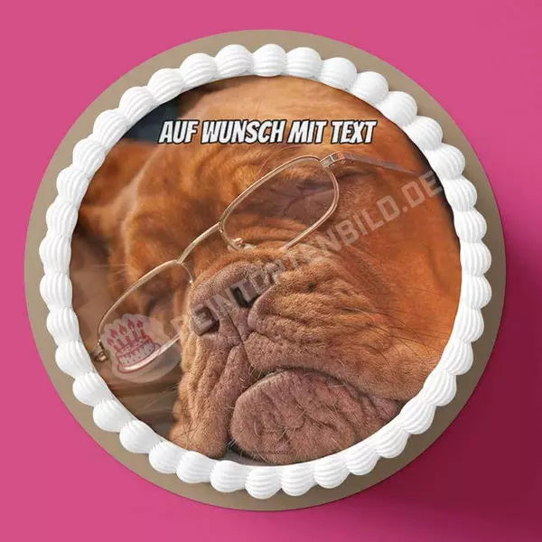Motiv: Schlafender Hund mit Brille - Hochwertige und individuelle Tortenaufleger für jeden Anlass
Tortenaufleger Schlafender Hund mit Brille in 20cm Kreis
Unsere Tortenaufleger sind ein ideales Geschen - Tortenbild - DeintortenbildSchlafender Hund mit Brille