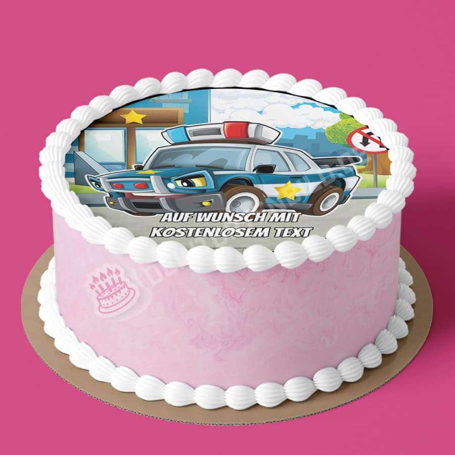 Motiv: Cartoon Polizeiauto - Hochwertige und individuelle Tortenaufleger für jeden Anlass
Tortenaufleger Cartoon Polizeiauto in 20cm Kreis
Unsere Tortenaufleger sind ein ideales Geschenk für be - Tortenbild - DeintortenbildCartoon Polizeiauto