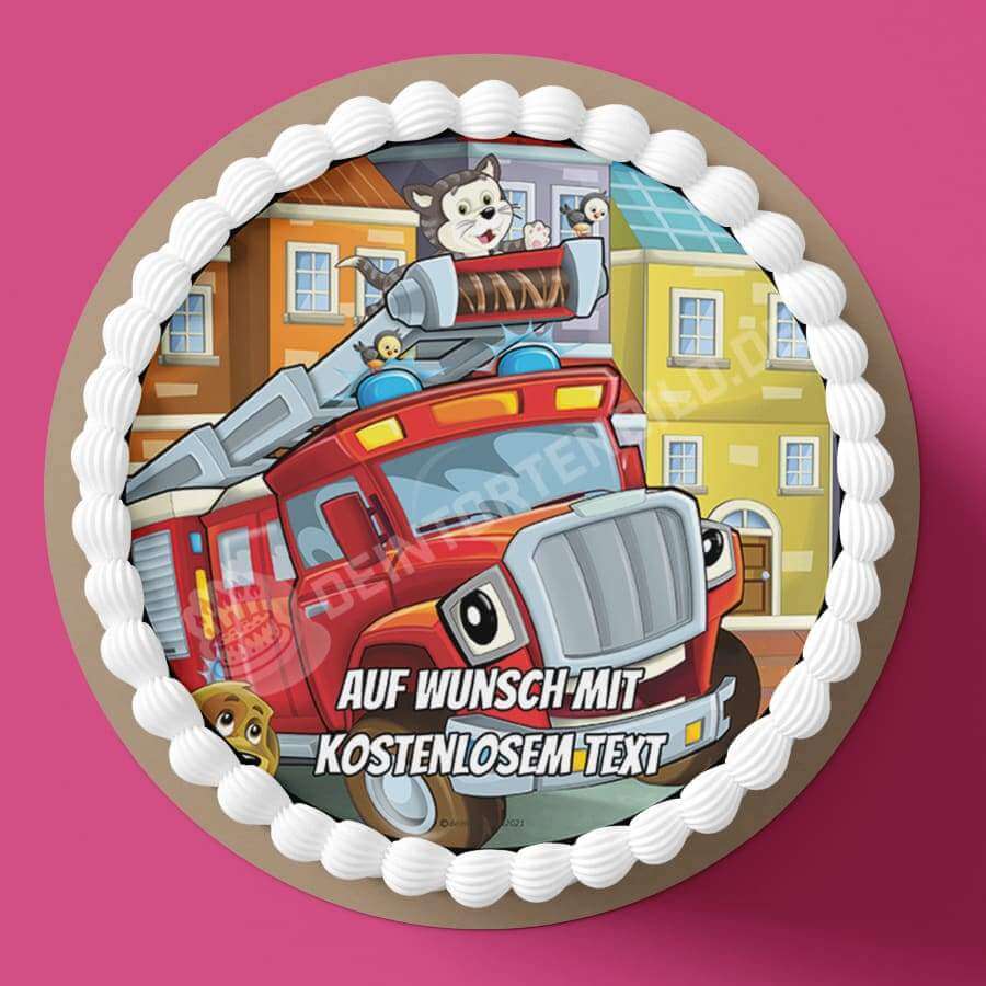 Motiv: Cartoon Feuerwehrauto - Hochwertige und individuelle Tortenaufleger für jeden Anlass
Tortenaufleger Cartoon Feuerwehrauto in 20cm Kreis
Unsere Tortenaufleger sind ein ideales Geschenk für - Tortenbild - DeintortenbildCartoon Feuerwehrauto