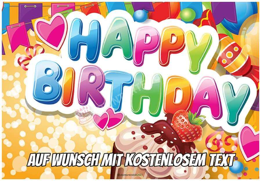Motiv: Geburtstag - Happy Birthday - Hochwertige und individuelle Tortenaufleger für jeden Anlass
Tortenaufleger Geburtstag - Happy Birthday 20cm Kreis
Unsere Tortenaufleger sind ein ideales Geschenk f - A4 Tortenbild - DeintortenbildGeburtstag - Happy Birthday