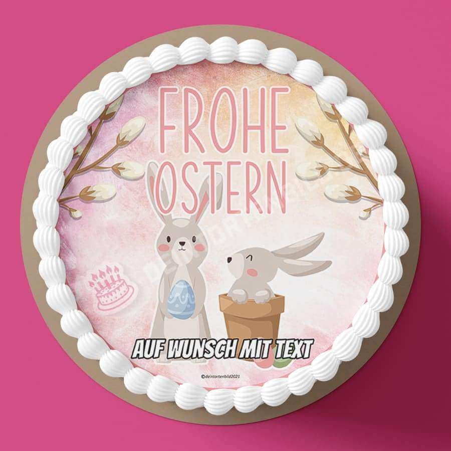 Motiv: Frohe Ostern - Zwei Osterhasen - Hochwertige und individuelle Tortenaufleger für jeden Anlass
Tortenaufleger Frohe Ostern - Zwei Osterhasen 20cm Kreis
Unsere Tortenaufleger sind ein ideales Geschen - Tortenbild - DeintortenbildFrohe Ostern - Zwei Osterhasen