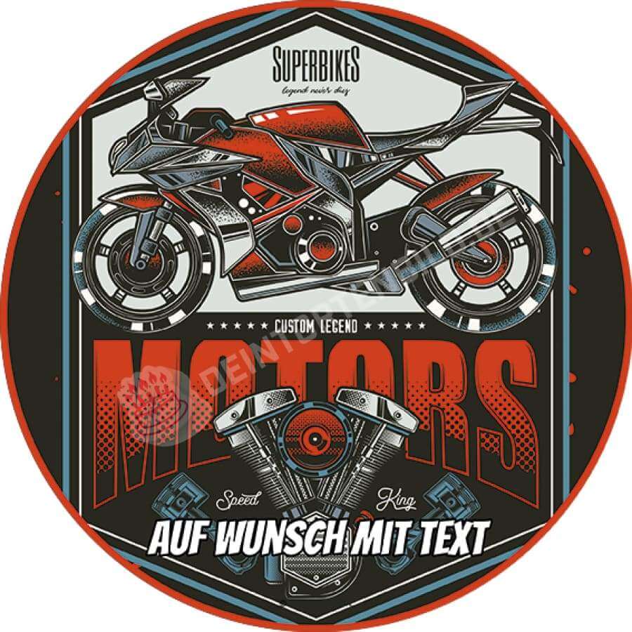 Motiv: Motorrad und Motor - Hochwertige und individuelle Tortenaufleger für jeden Anlass
Tortenaufleger Motorrad und Motor in 20cm Kreis
Unsere Tortenaufleger sind ein ideales Geschenk für bes - Tortenbild - DeintortenbildMotorrad und Motor