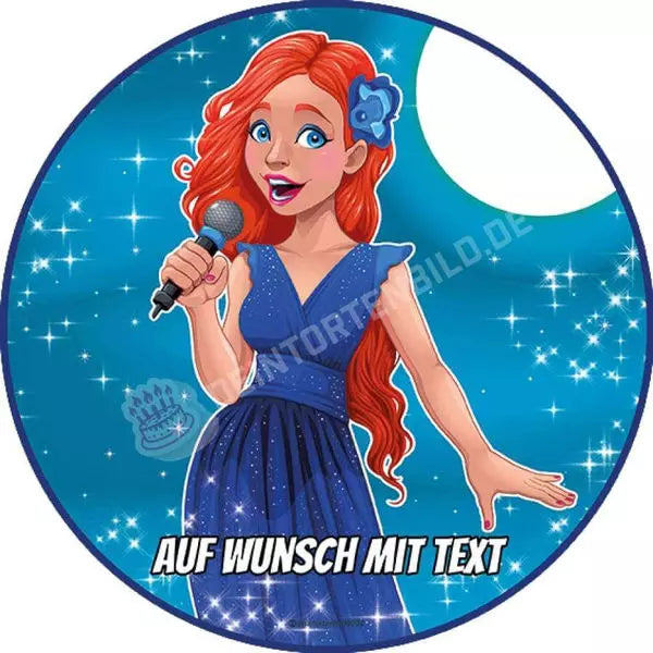 Motiv: Sängerin - Hochwertige und individuelle Tortenaufleger für jeden Anlass
Tortenaufleger Sängerin in 20cm Kreis
Unsere Tortenaufleger sind ein ideales Geschenk für besondere Men - Tortenbild - DeintortenbildMotiv