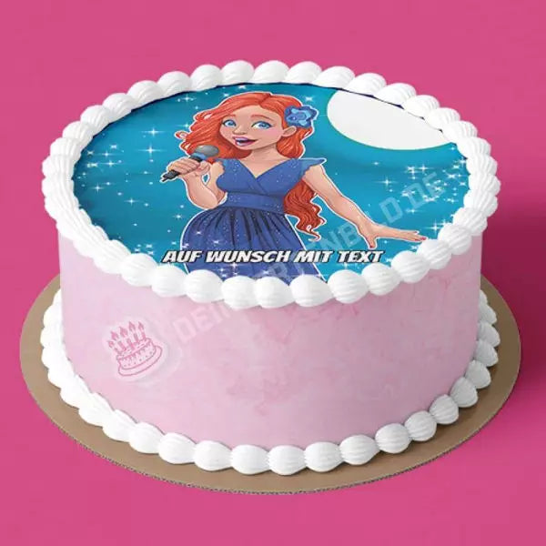 Motiv: Sängerin - Hochwertige und individuelle Tortenaufleger für jeden Anlass
Tortenaufleger Sängerin in 20cm Kreis
Unsere Tortenaufleger sind ein ideales Geschenk für besondere Men - Tortenbild - DeintortenbildMotiv