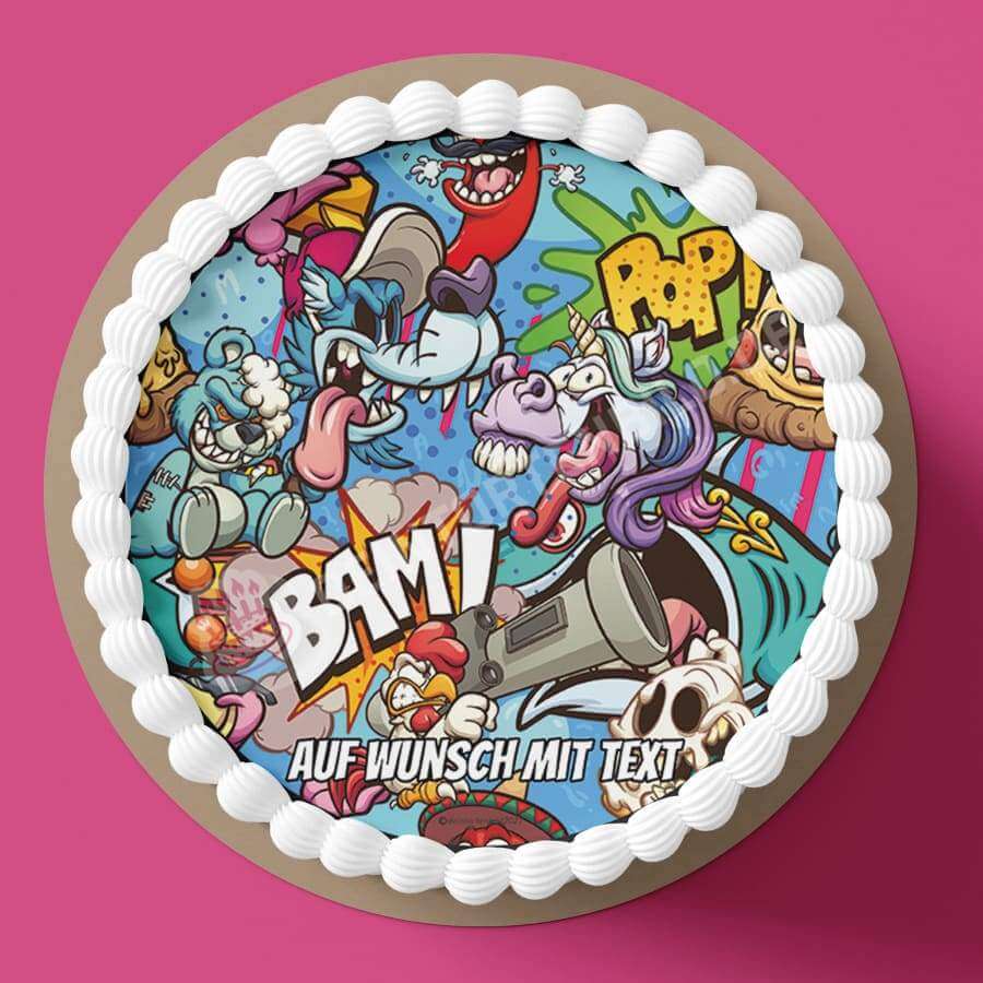 Motiv: Cartoon Collage - Hochwertige und individuelle Tortenaufleger für jeden Anlass
Tortenaufleger Cartoon Collage in 20cm Kreis
Unsere Tortenaufleger sind ein ideales Geschenk für besond - Tortenbild - DeintortenbildCartoon Collage