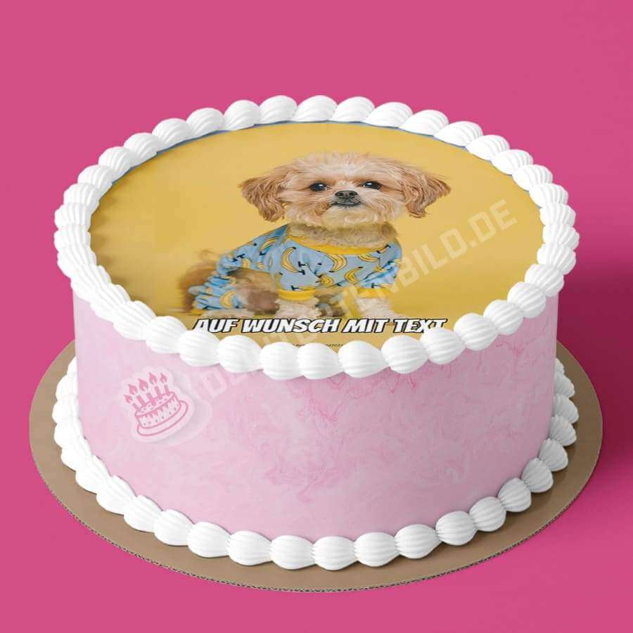 Motiv: Hund im Bananenoutfit - Hochwertige und individuelle Tortenaufleger für jeden Anlass
Tortenaufleger Hund im Bananenoutfit in 20cm Kreis
Unsere Tortenaufleger sind ein ideales Geschenk für - Tortenbild - DeintortenbildHund im Bananenoutfit