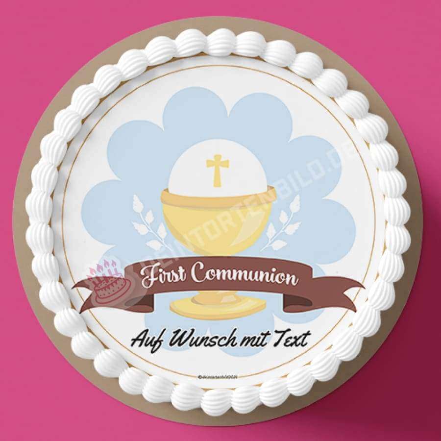 Motiv: Kommunion - Kelch und Banner - Hochwertige und individuelle Tortenaufleger für jeden Anlass
Tortenaufleger Kommunion - Kelch und Banner 20cm Kreis
Unsere Tortenaufleger sind ein ideales Geschenk - Tortenbild - DeintortenbildKommunion - Kelch und Banner