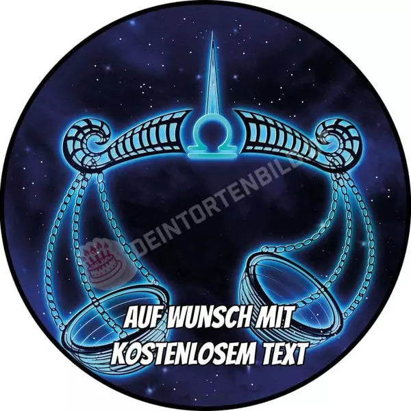 Motiv: Sternzeichen - WaageHochwertige und individuelle Tortenaufleger für jeden Anlass
Tortenaufleger Sternzeichen - Waage in 20cm Kreis
Unsere Tortenaufleger sind ein ideales Geschenk für beTortenbildDeintortenbildSternzeichen - Waage