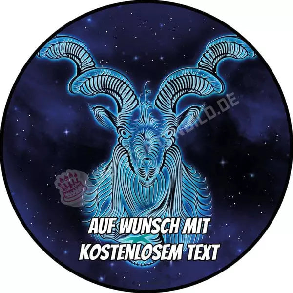 Motiv: Sternzeichen - SteinbockHochwertige und individuelle Tortenaufleger für jeden Anlass
Tortenaufleger Sternzeichen - Steinbock in 20cm Kreis
Unsere Tortenaufleger sind ein ideales Geschenk füTortenbildDeintortenbildSternzeichen - Steinbock