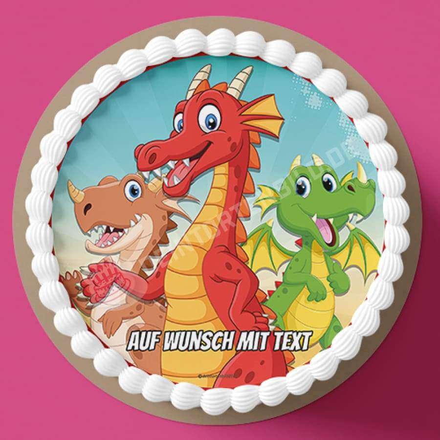 Motiv: Drei Drachen - Hochwertige und individuelle Tortenaufleger für jeden Anlass
Tortenaufleger Drei Drachen in 20cm Kreis
Unsere Tortenaufleger sind ein ideales Geschenk für besondere - Tortenbild - DeintortenbildDrei Drachen