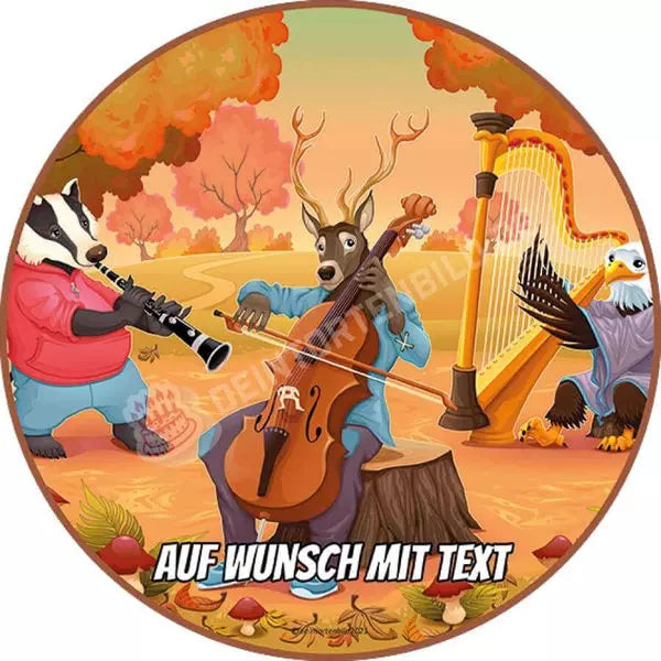 Motiv: Tierkonzert im Wald - Hochwertige und individuelle Tortenaufleger für jeden Anlass
Tortenaufleger Tierkonzert im Wald 20cm Kreis
Unsere Tortenaufleger sind ein ideales Geschenk für beson - Tortenbild - DeintortenbildTierkonzert im Wald