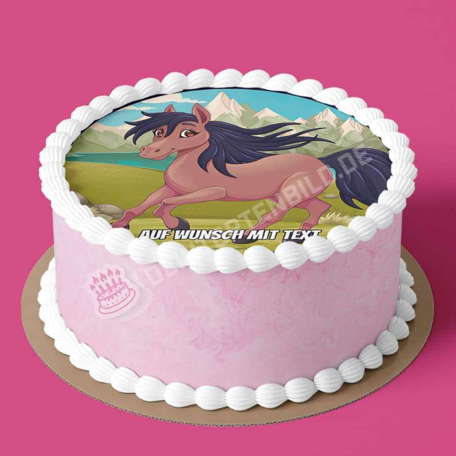 Motiv: Pferd in den Bergen - Hochwertige und individuelle Tortenaufleger für jeden Anlass
Tortenaufleger Pferd in den Bergen 20cm Kreis
Unsere Tortenaufleger sind ein ideales Geschenk für beson - Tortenbild - Deintortenbildden Bergen