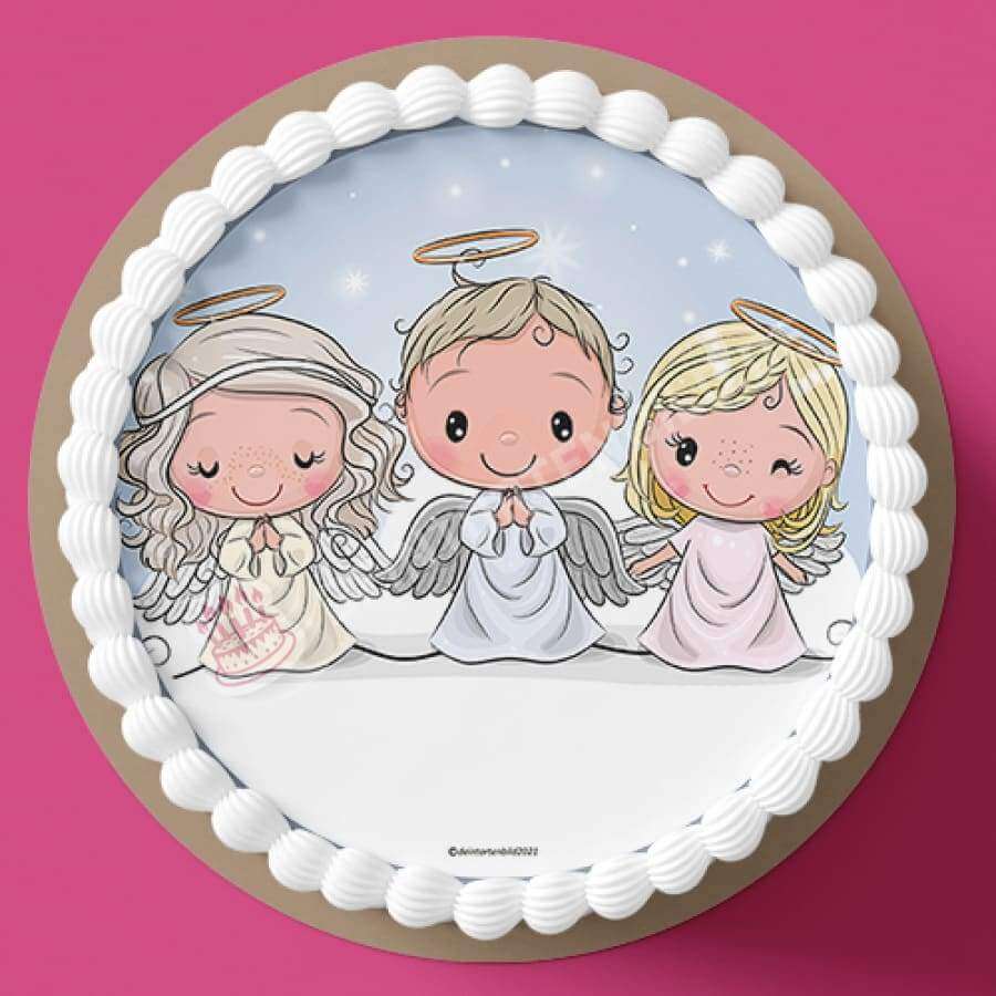 Motiv: Drei Engel - Hochwertige und individuelle Tortenaufleger für jeden Anlass
Tortenaufleger Drei Engel in 20cm Kreis
Unsere Tortenaufleger sind ein ideales Geschenk für besondere M - Tortenbild - DeintortenbildDrei Engel