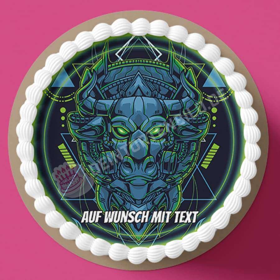 Motiv: Geometrisch leuchtend - Mechanischer Stier von Deintortenbild – Tortenaufleger, Tortenfoto, Tortenbild, personalisiert & individuell bei Deintortenbild.de