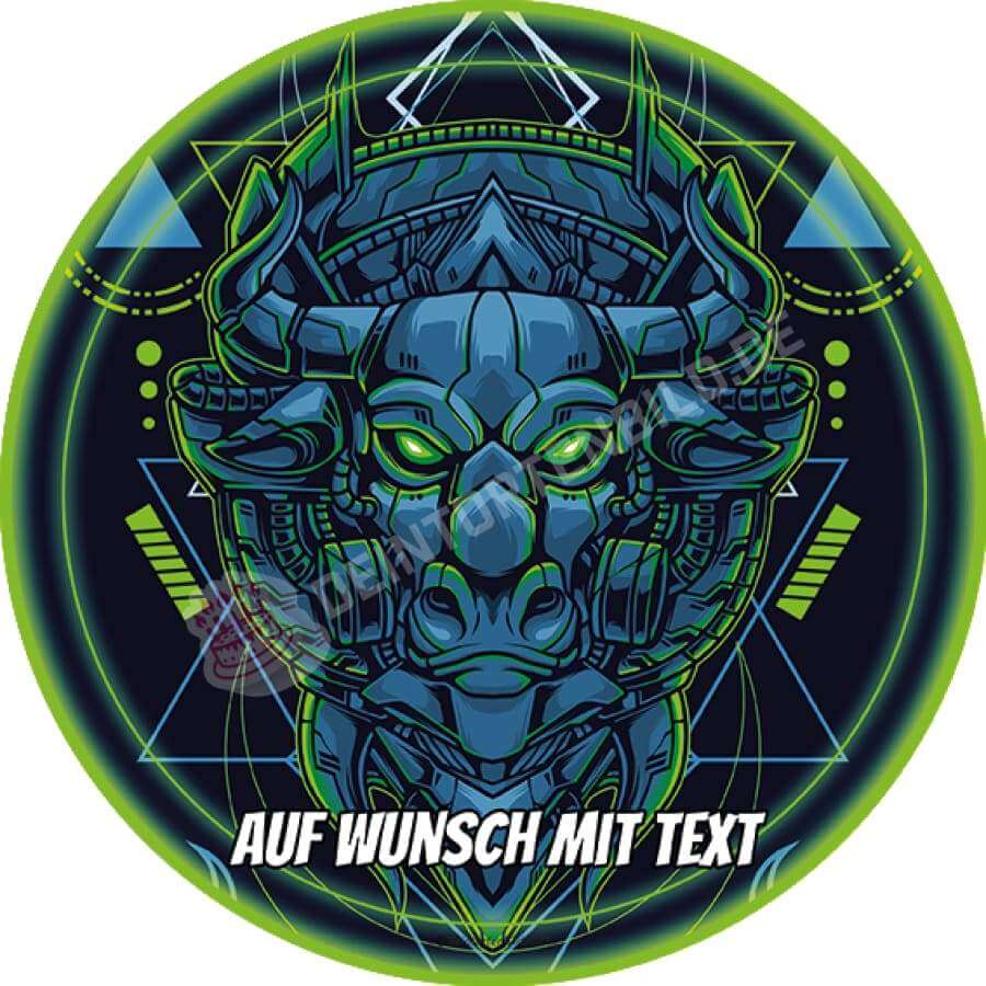 Motiv: Geometrisch leuchtend - Mechanischer Stier von Deintortenbild – Tortenaufleger, Tortenfoto, Tortenbild, personalisiert & individuell bei Deintortenbild.de