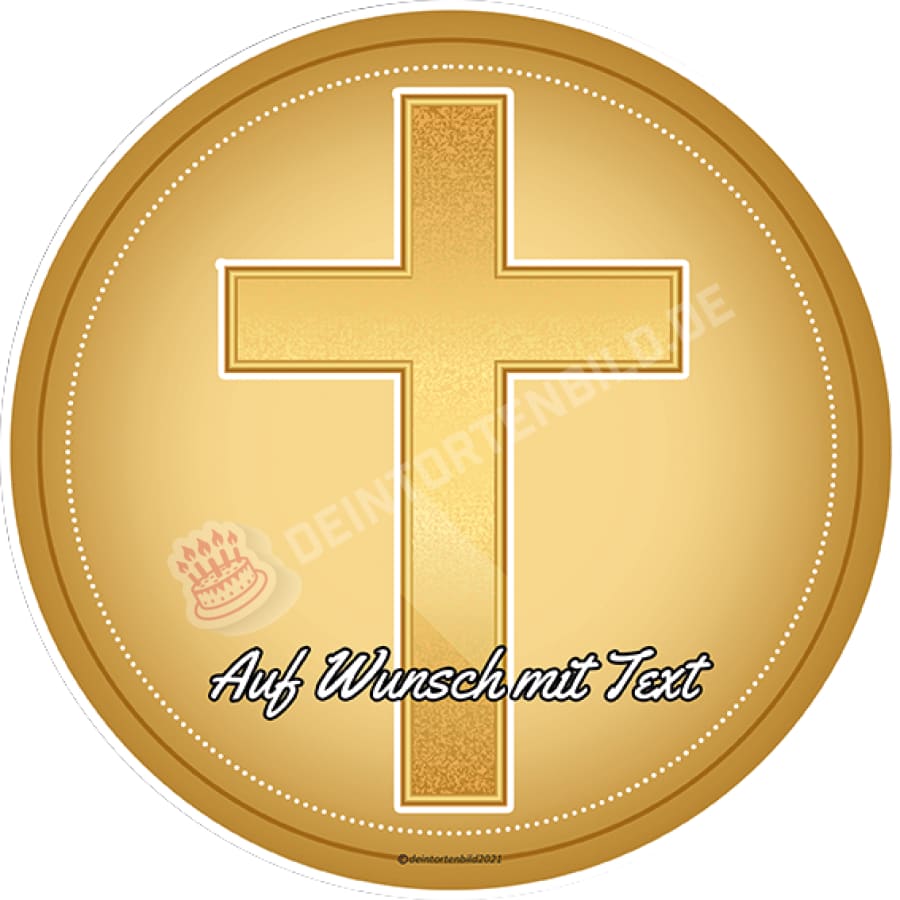 Motiv: Goldenes Kreuz - Hochwertige und individuelle Tortenaufleger für jeden Anlass
Tortenaufleger Goldenes Kreuz 20cm Kreis
Unsere Tortenaufleger sind ein ideales Geschenk für besondere - Tortenbild - DeintortenbildGoldenes Kreuz