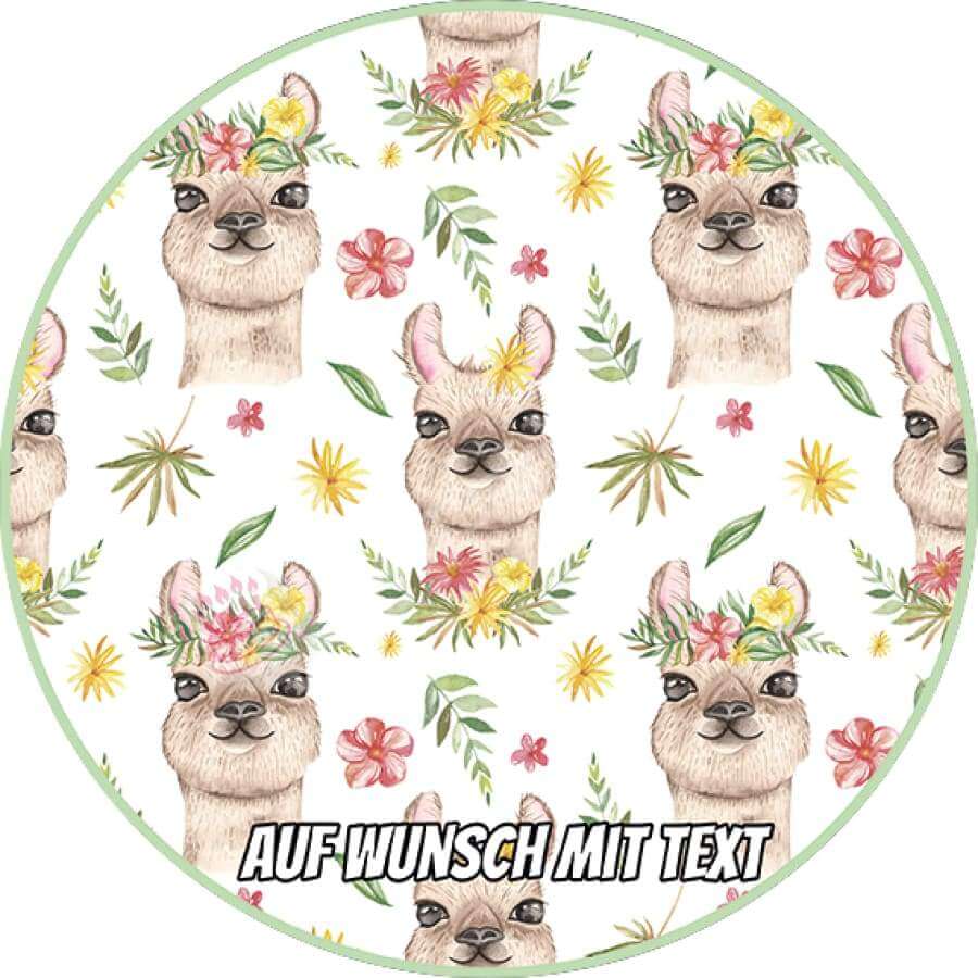Motiv: Lama Muster - Hochwertige und individuelle Tortenaufleger für jeden Anlass
Tortenaufleger Lama Muster in 20cm Kreis
Unsere Tortenaufleger sind ein ideales Geschenk für besondere M - Tortenbild - DeintortenbildLama Muster