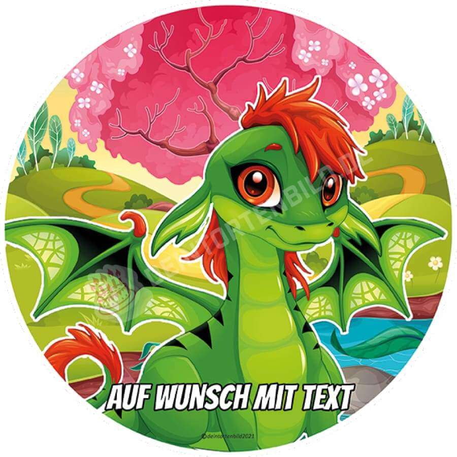 Motiv: Märchendrache Grün von Deintortenbild – Tortenaufleger, Tortenfoto, Tortenbild, personalisiert & individuell bei Deintortenbild.de