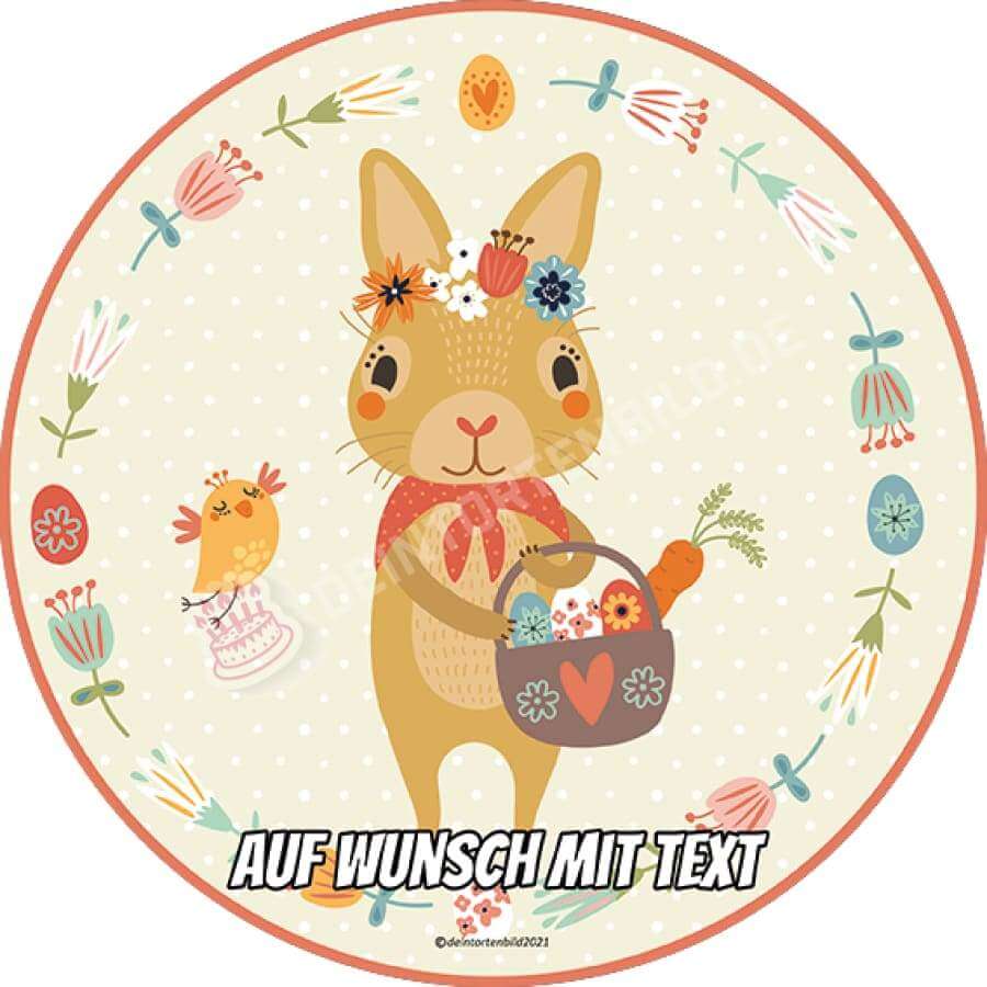 Motiv: Ostern - Osterhase Illustration - Hochwertige und individuelle Tortenaufleger für jeden Anlass
Tortenaufleger Ostern - Osterhase Illustration 20cm Kreis
Unsere Tortenaufleger sind ein ideales Gesche - Tortenbild - DeintortenbildOstern - Osterhase Illustration
