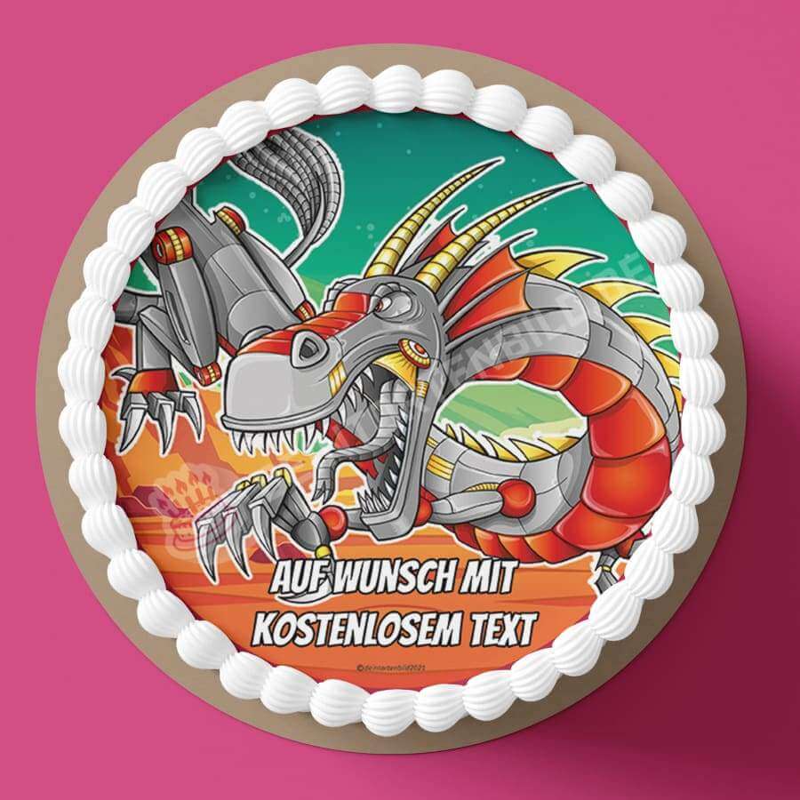 Motiv: Roboter Drache - Hochwertige und individuelle Tortenaufleger für jeden Anlass
Tortenaufleger Roboter Drache 20cm Kreis
Unsere Tortenaufleger sind ein ideales Geschenk für besondere - Tortenbild - DeintortenbildRoboter Drache