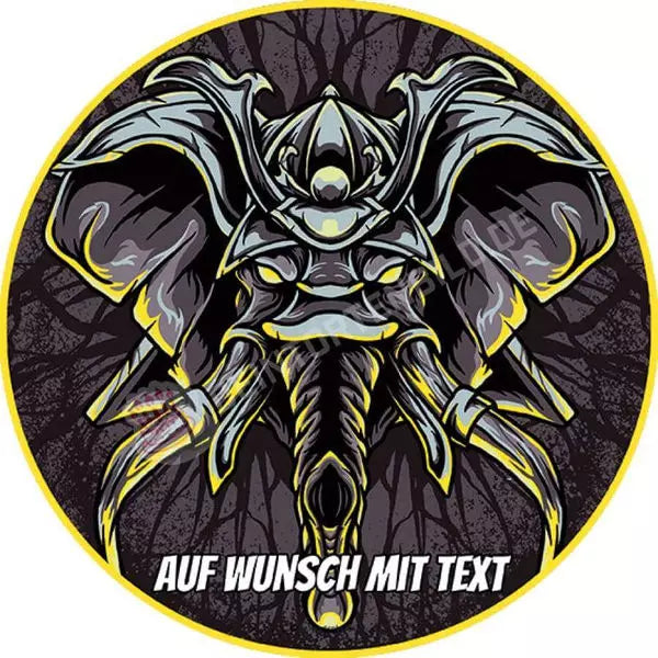 Motiv: Samurai Elefant - Hochwertige und individuelle Tortenaufleger für jeden Anlass
Tortenaufleger Samurai Elefant 20cm Kreis
Unsere Tortenaufleger sind ein ideales Geschenk für besondere - Tortenbild - DeintortenbildSamurai Elefant