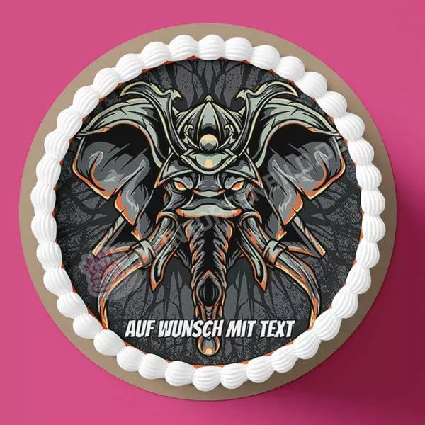 Motiv: Samurai Elefant - Hochwertige und individuelle Tortenaufleger für jeden Anlass
Tortenaufleger Samurai Elefant 20cm Kreis
Unsere Tortenaufleger sind ein ideales Geschenk für besondere - Tortenbild - DeintortenbildSamurai Elefant