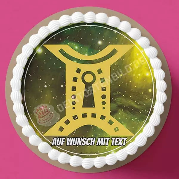 Motiv: Sternzeichen Symbol Zwilling - Hochwertige und individuelle Tortenaufleger für jeden Anlass
Tortenaufleger Sternzeichen Symbol Zwilling 20cm Kreis
Unsere Tortenaufleger sind ein ideales Geschenk - Tortenbild - DeintortenbildSternzeichen Symbol Zwilling