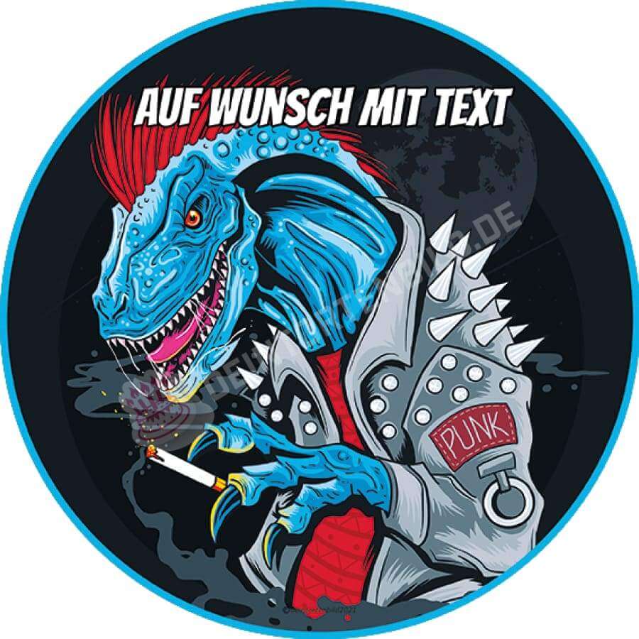 Motiv: Punk Dino - Hochwertige und individuelle Tortenaufleger für jeden Anlass
Tortenaufleger Punk Dino in 20cm Kreis
Unsere Tortenaufleger sind ein ideales Geschenk für besondere Me - Tortenbild - DeintortenbildPunk Dino